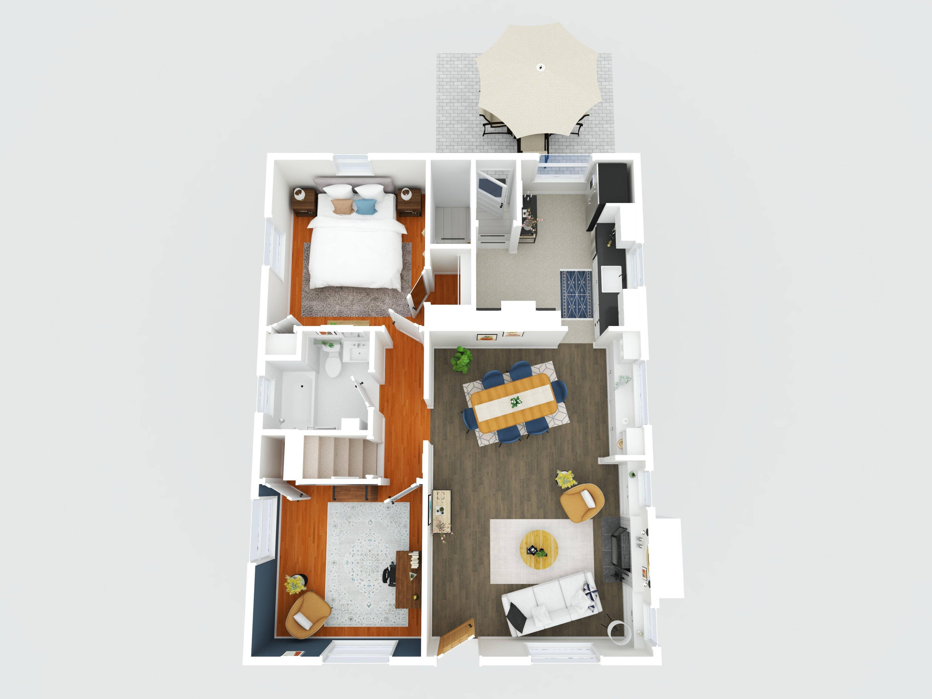 3D floor plan of main level