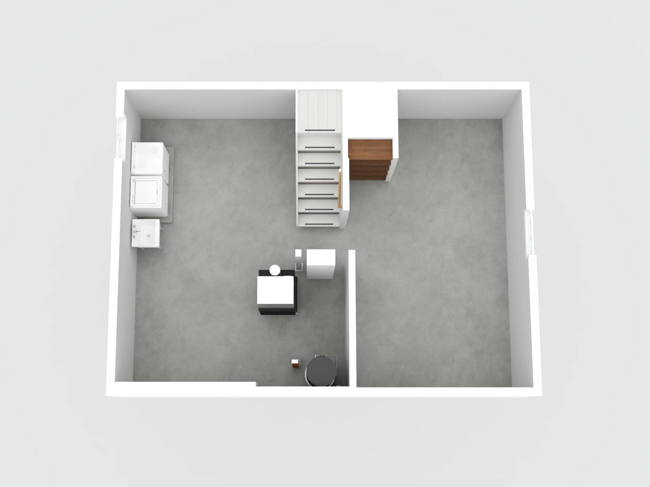 3D floor plan of basement